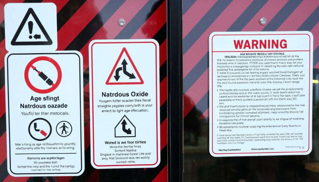 Legal warning signs for nitrous oxide usage Legal warning signs for nitrous oxide usage