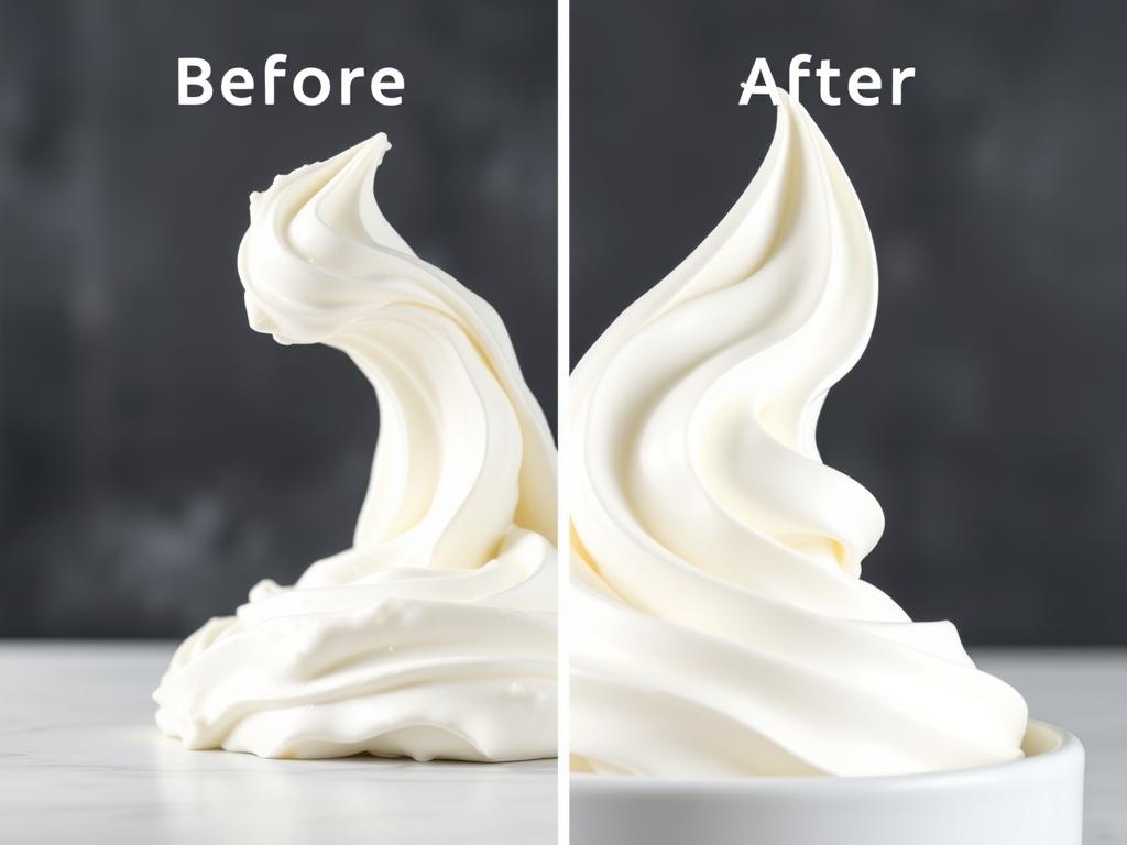 Stabilized whipped cream holding its shape over time