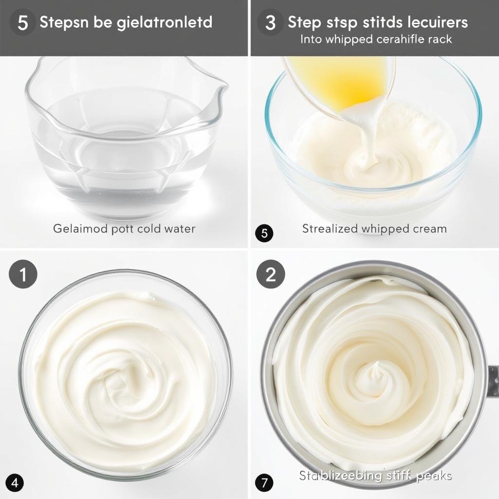 Stabilizing whipped cream with gelatin for longer storage