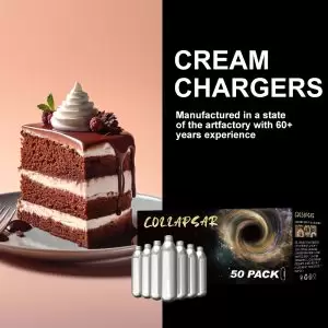 Collapsar 8-Gram Nitrous oxide for food N2O Whip Cream Chargers, 50Packs, 600pcs per Carton