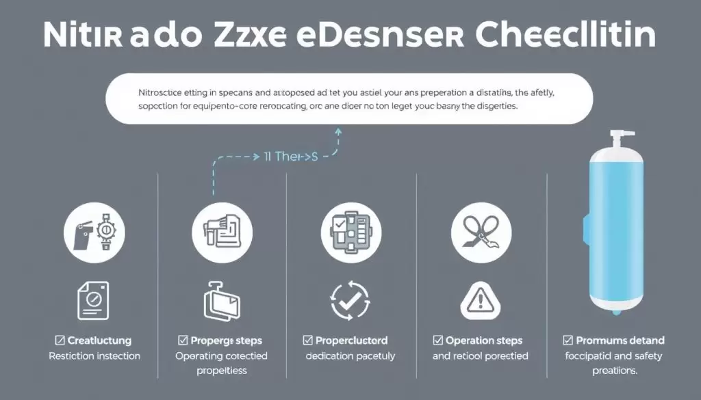 Visual safety checklist for nitrous oxide dispenser operation