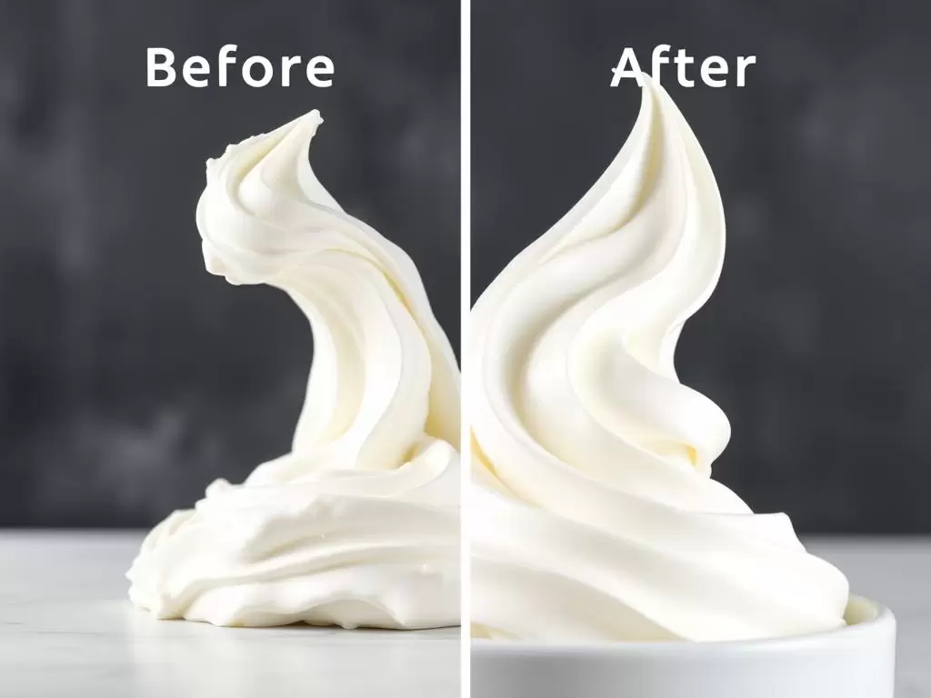 Stabilized whipped cream holding its shape over time