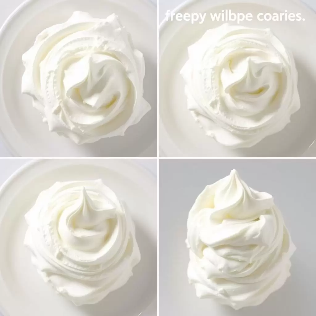 Comparison between fresh and spoiled whipped cream showing texture differences